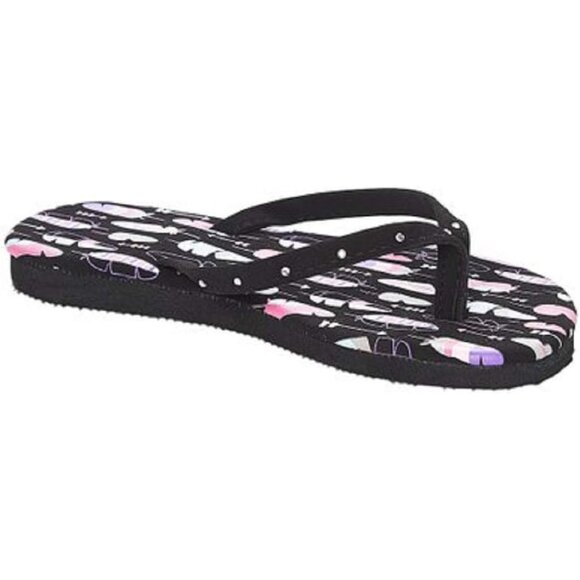 dELiA*'s Girl Rhinestone Flip Flops - Black - Feather Design  11/12 - Picture 2 of 3